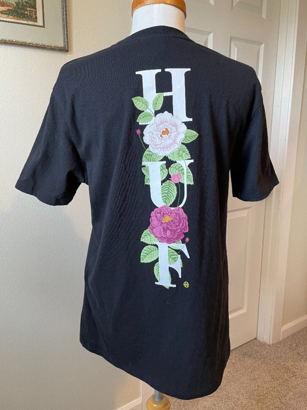HUF Dolls Kill Flowers Black Pink White Green T-shirt Medium